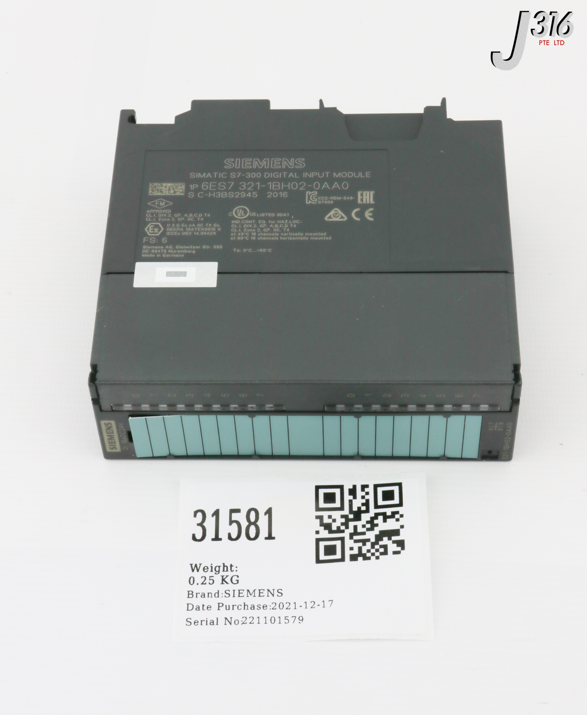 31581 SIEMENS SIMATIC S7-300 DIGITAL INPUT MODULE (NEW) 6ES7 321